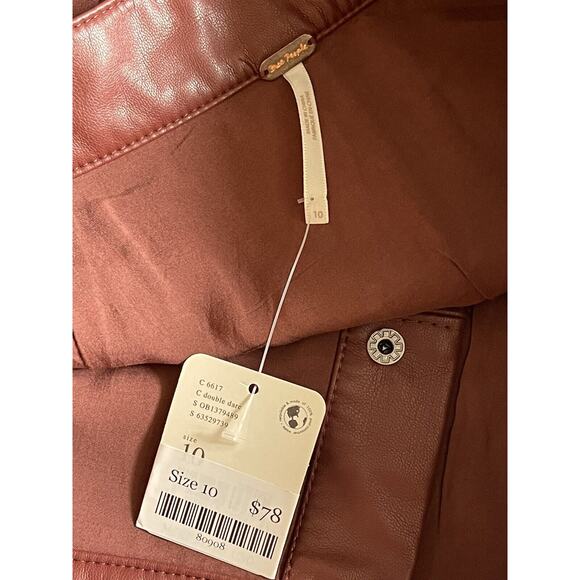 Free People Maisie Button-Front Vegan Mini Skirt Double Dare Boho Size 10 NEW - Picture 4 of 11